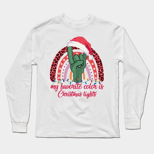 Rainbow Rock Hand My Favorite Colors Is Christmas Lights Long Sleeve T-Shirt by jodotodesign